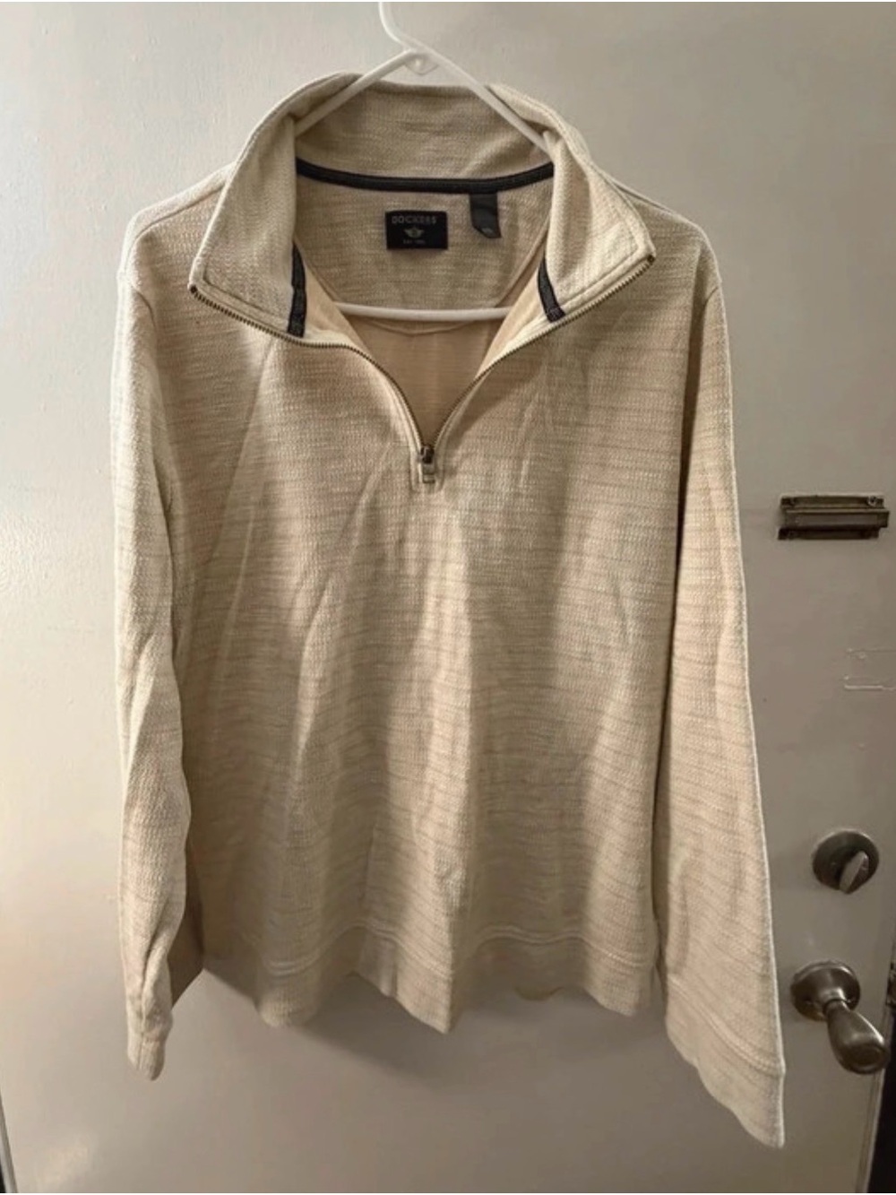 Dockers Men's Cream Textured Quarter-Zip Sweater